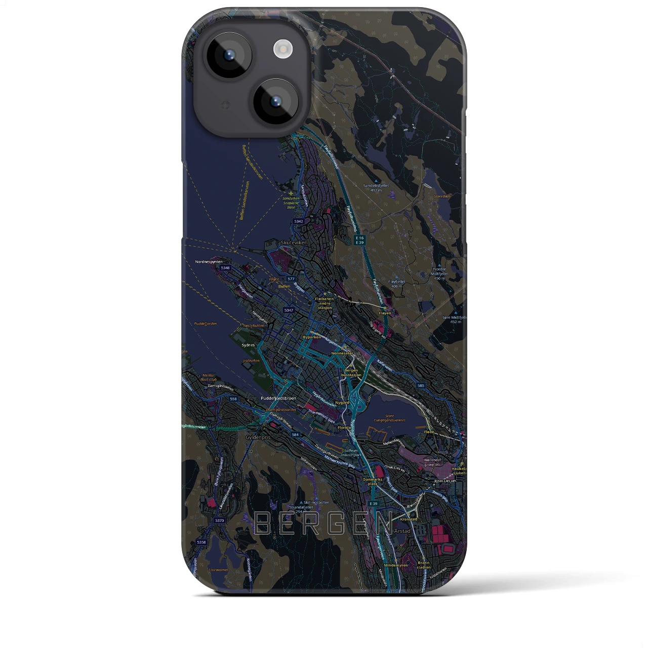 【ベルゲン（ノルウェー）】地図柄iPhoneケース（バックカバータイプ）