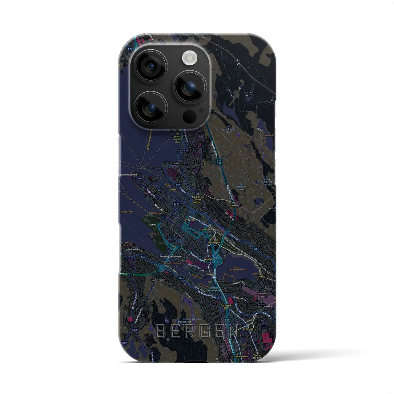 【ベルゲン（ノルウェー）】地図柄iPhoneケース（バックカバータイプ）