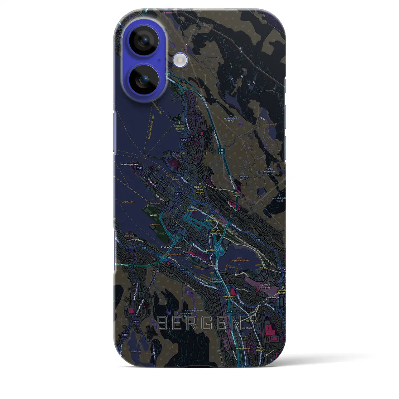 【ベルゲン（ノルウェー）】地図柄iPhoneケース（バックカバータイプ）