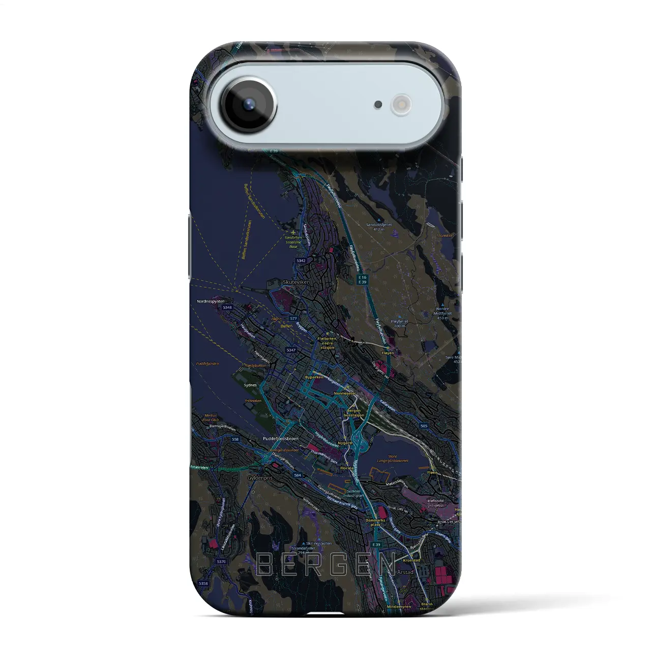 【ベルゲン（ノルウェー）】地図柄iPhoneケース（バックカバータイプ）
