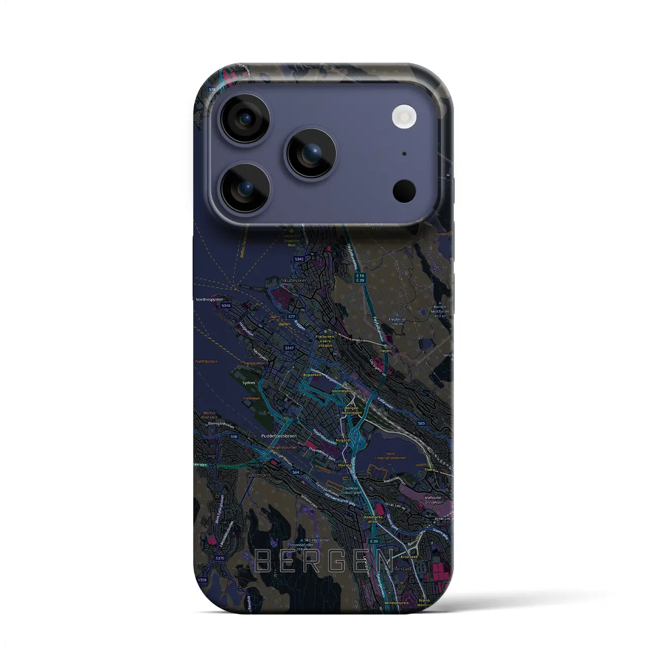 【ベルゲン（ノルウェー）】地図柄iPhoneケース（バックカバータイプ）