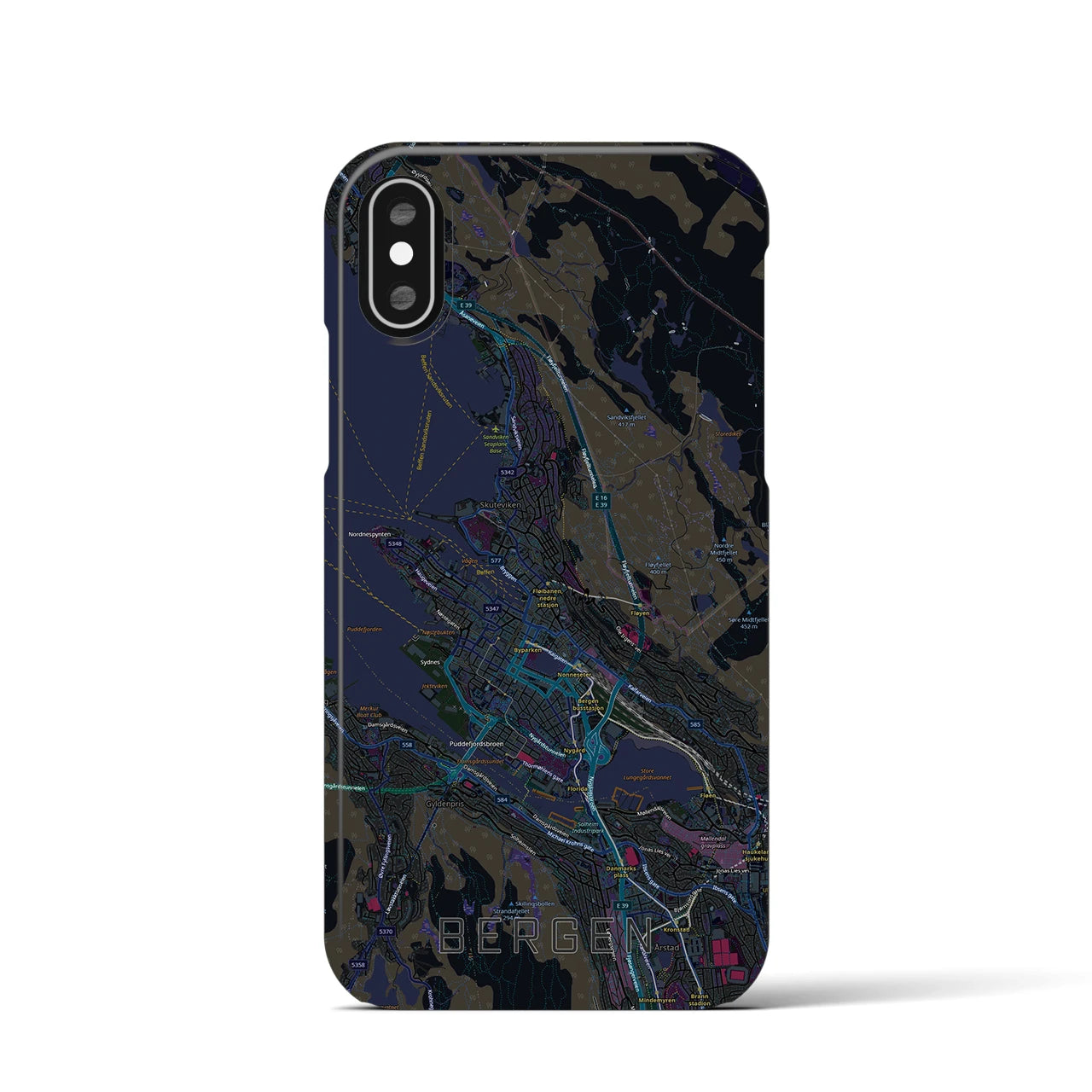 【ベルゲン（ノルウェー）】地図柄iPhoneケース（バックカバータイプ）