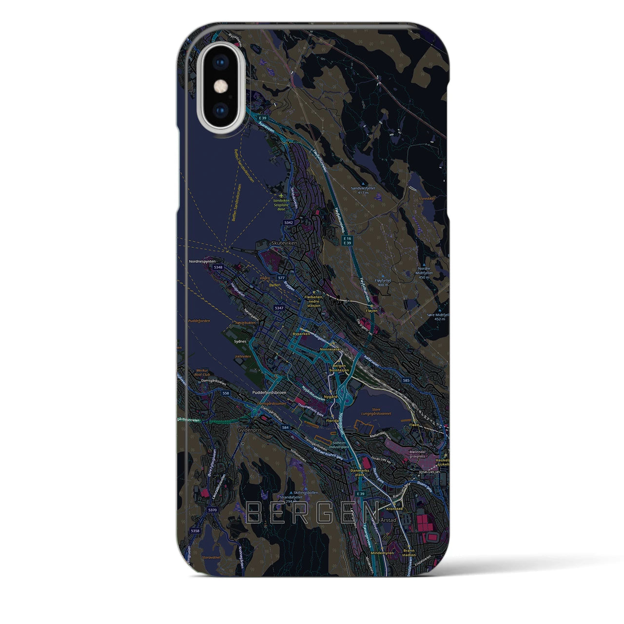 【ベルゲン（ノルウェー）】地図柄iPhoneケース（バックカバータイプ）