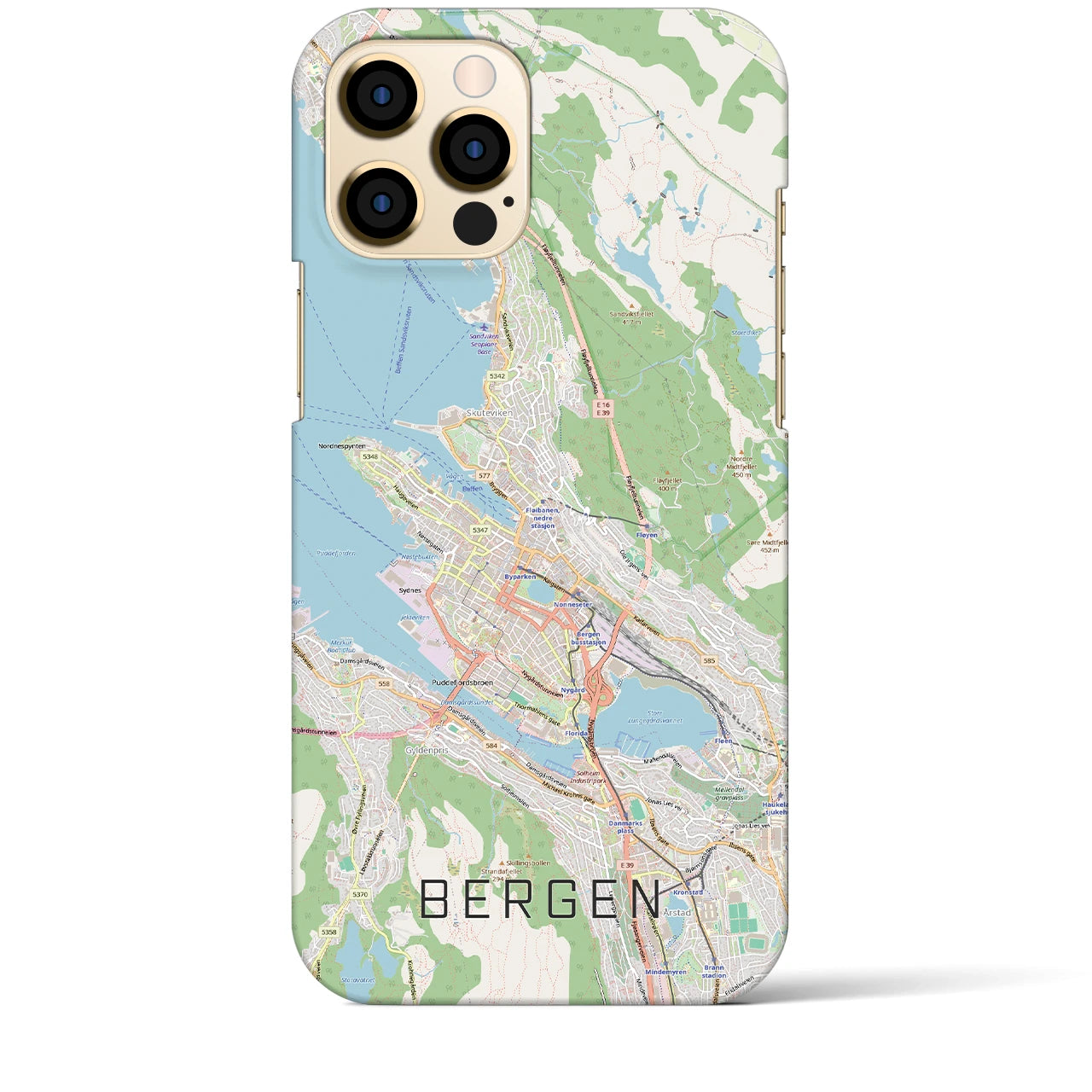 【ベルゲン（ノルウェー）】地図柄iPhoneケース（バックカバータイプ）