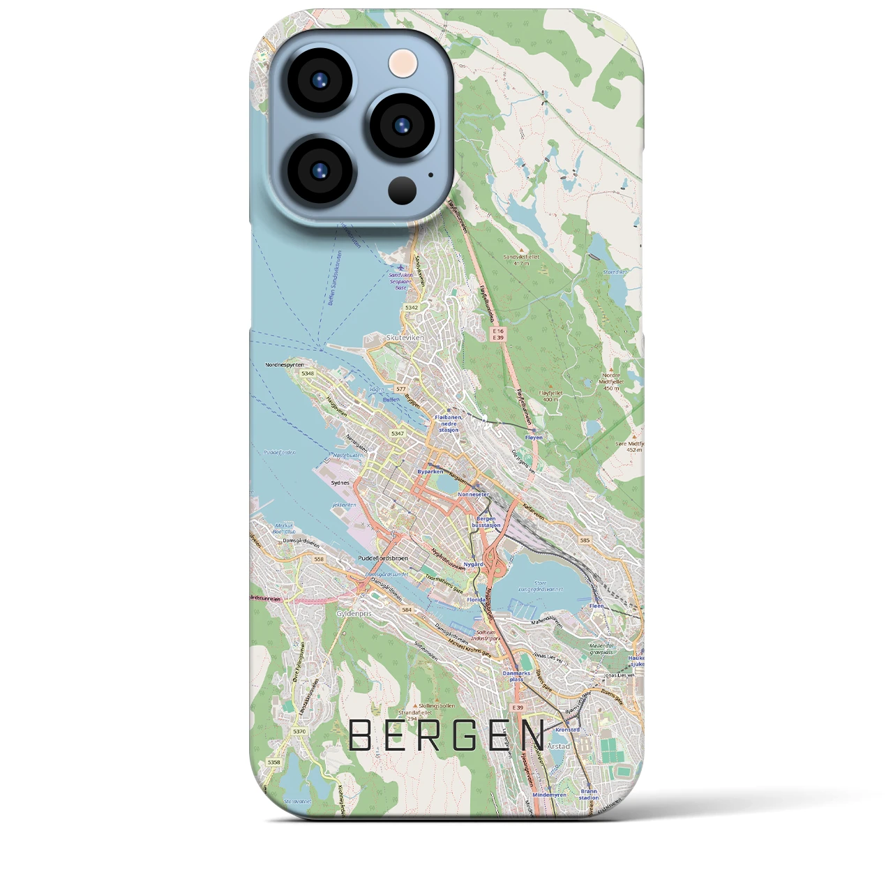 【ベルゲン（ノルウェー）】地図柄iPhoneケース（バックカバータイプ）