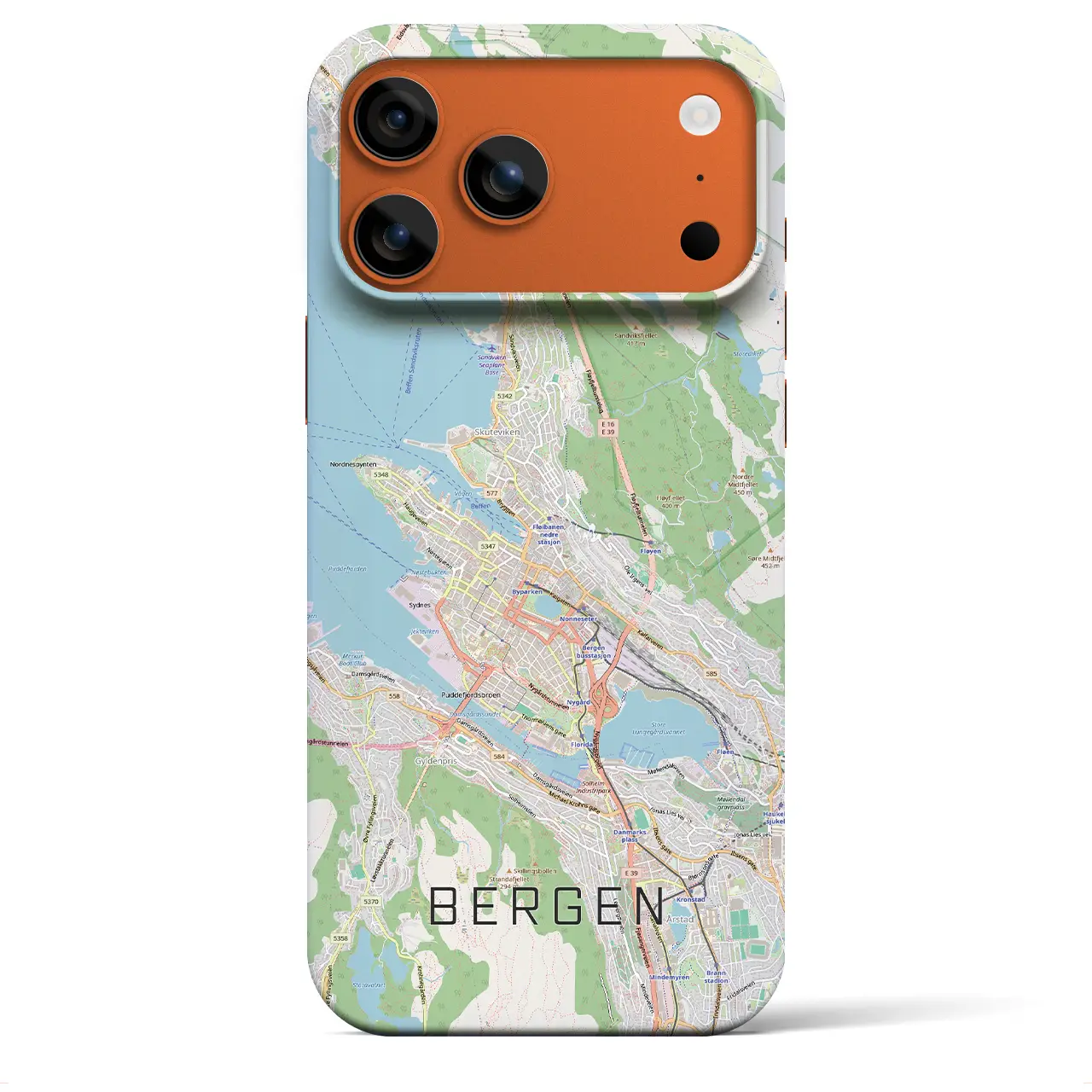 【ベルゲン（ノルウェー）】地図柄iPhoneケース（バックカバータイプ）