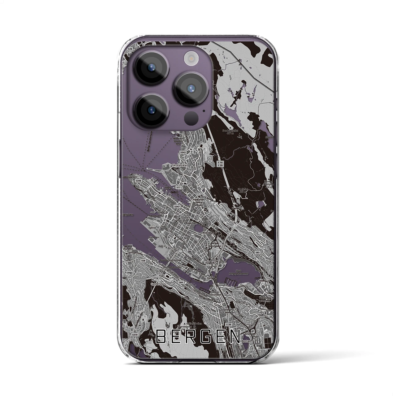【ベルゲン（ノルウェー）】地図柄iPhoneケース（クリアタイプ）