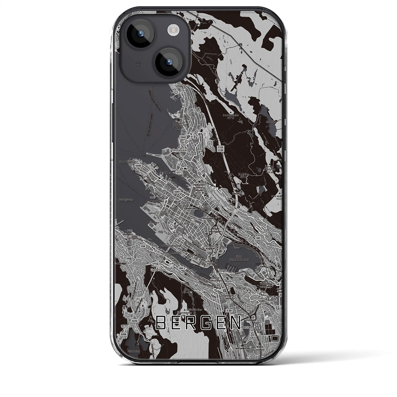 【ベルゲン（ノルウェー）】地図柄iPhoneケース（クリアタイプ）