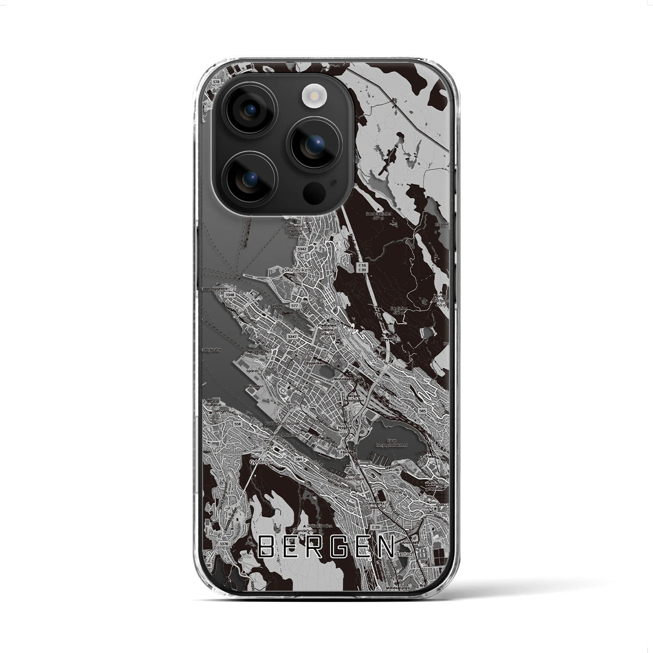 【ベルゲン（ノルウェー）】地図柄iPhoneケース（クリアタイプ）