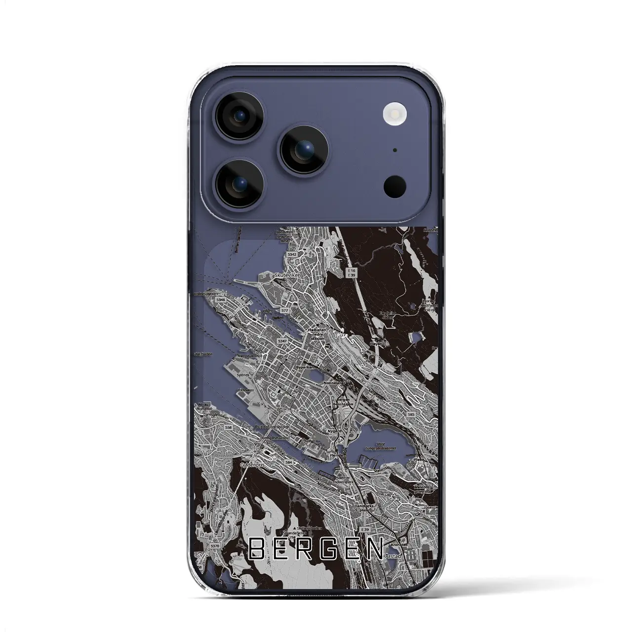 【ベルゲン（ノルウェー）】地図柄iPhoneケース（クリアタイプ）