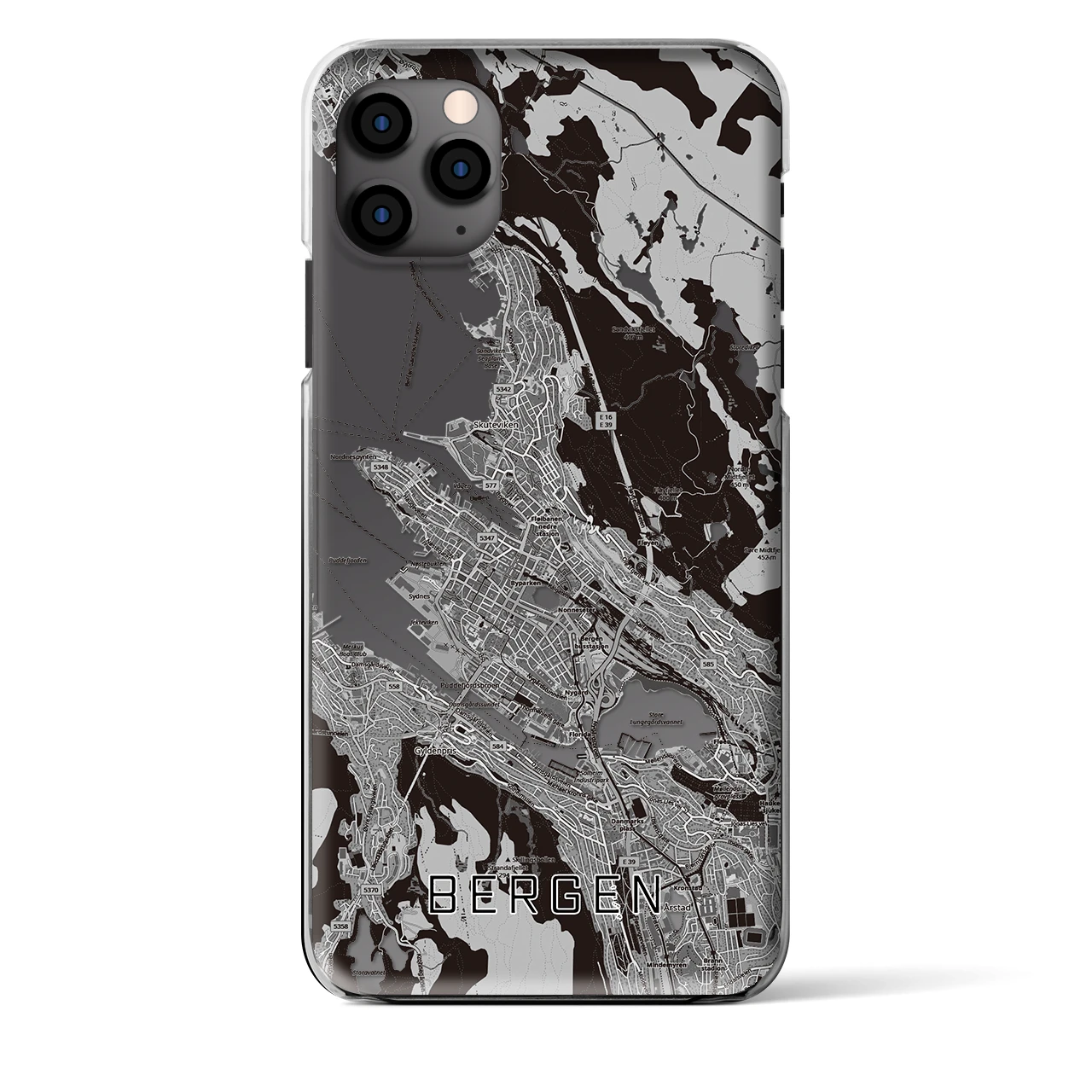 【ベルゲン（ノルウェー）】地図柄iPhoneケース（クリアタイプ）