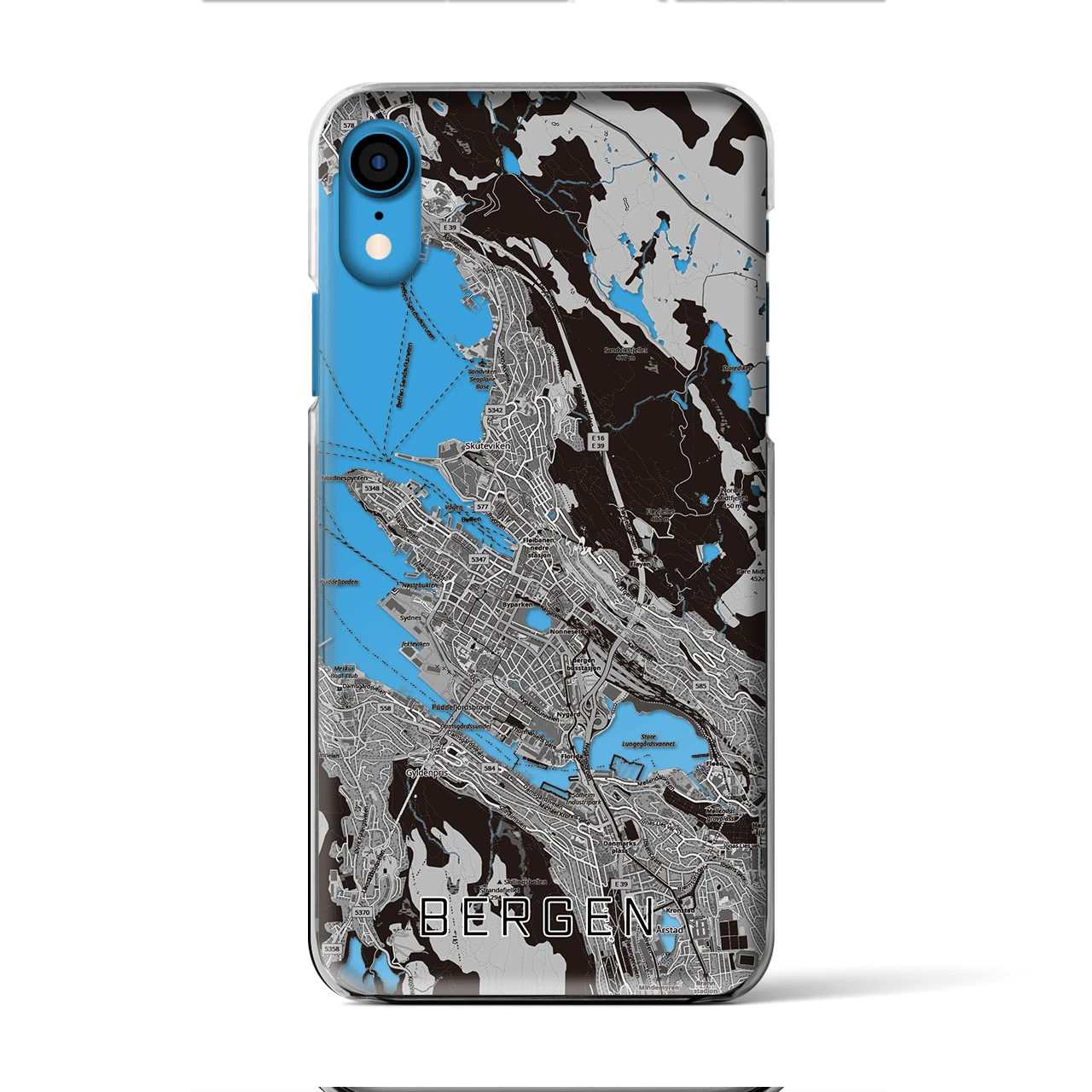 【ベルゲン（ノルウェー）】地図柄iPhoneケース（クリアタイプ）