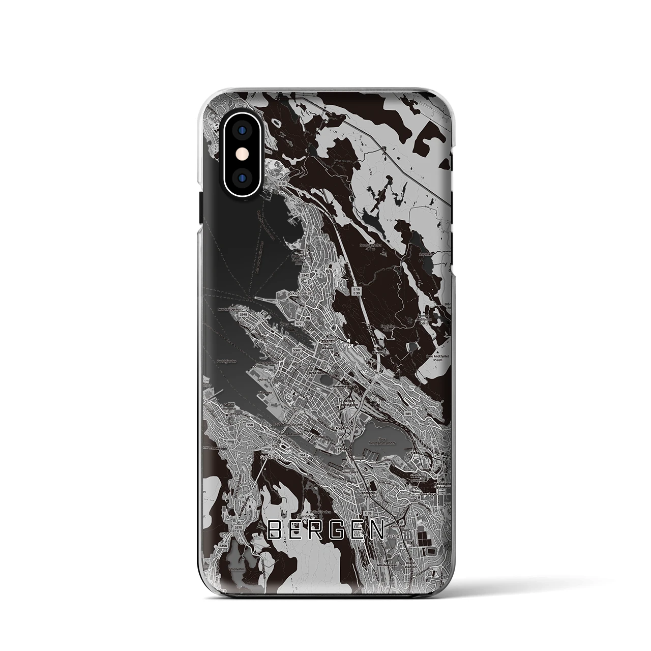 【ベルゲン（ノルウェー）】地図柄iPhoneケース（クリアタイプ）