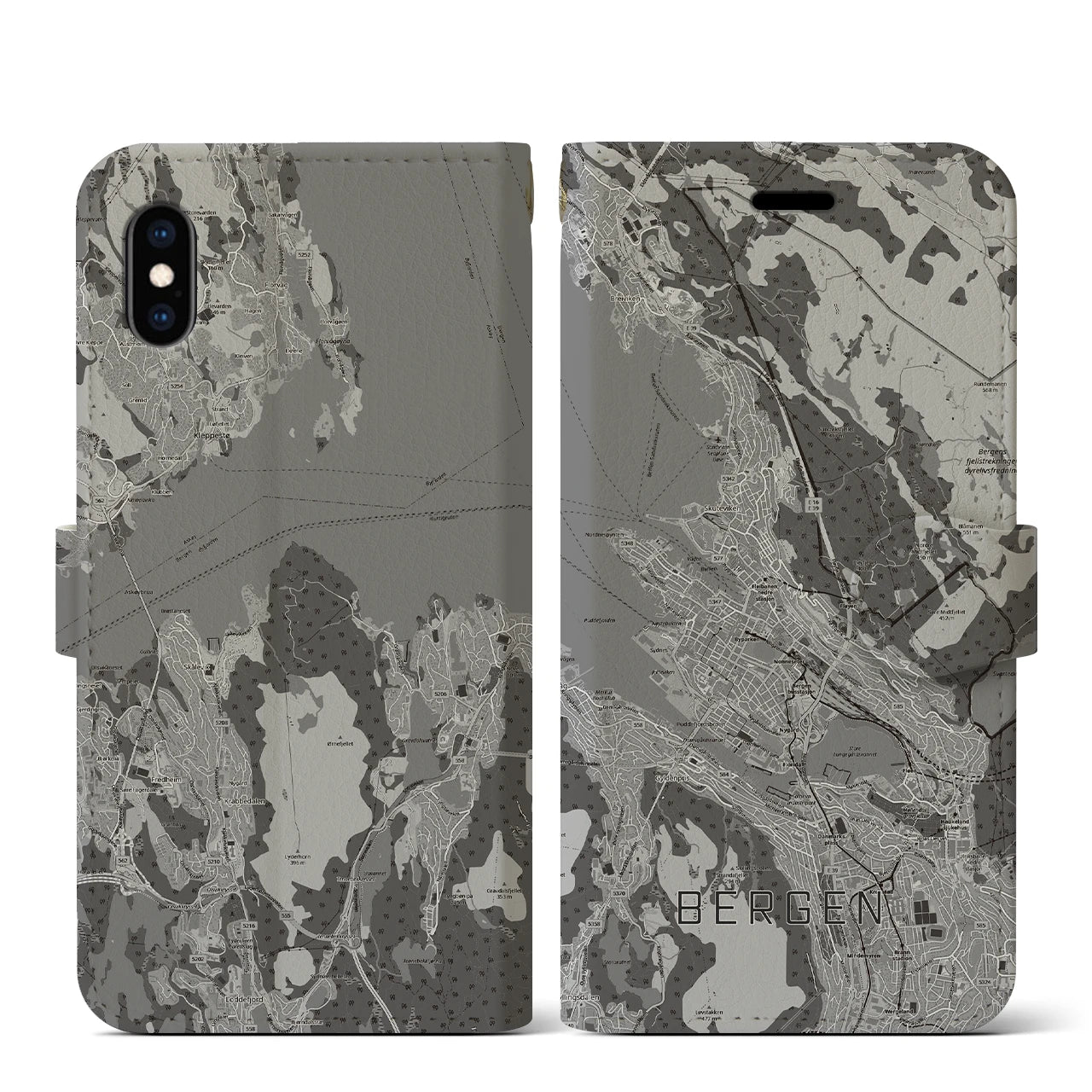 【ベルゲン（ノルウェー）】地図柄iPhoneケース（手帳タイプ）