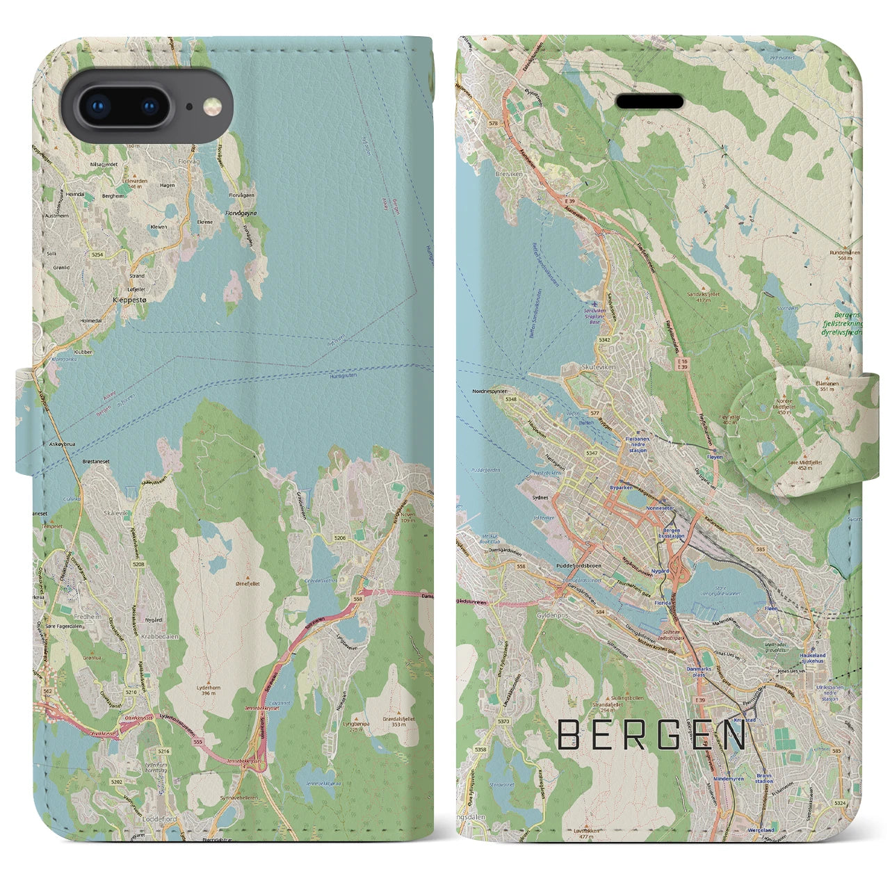 【ベルゲン（ノルウェー）】地図柄iPhoneケース（手帳タイプ）