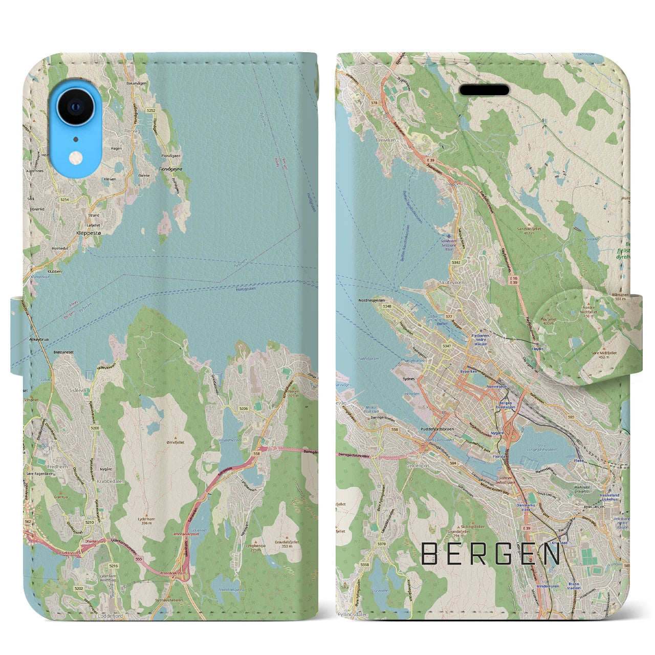 【ベルゲン（ノルウェー）】地図柄iPhoneケース（手帳タイプ）