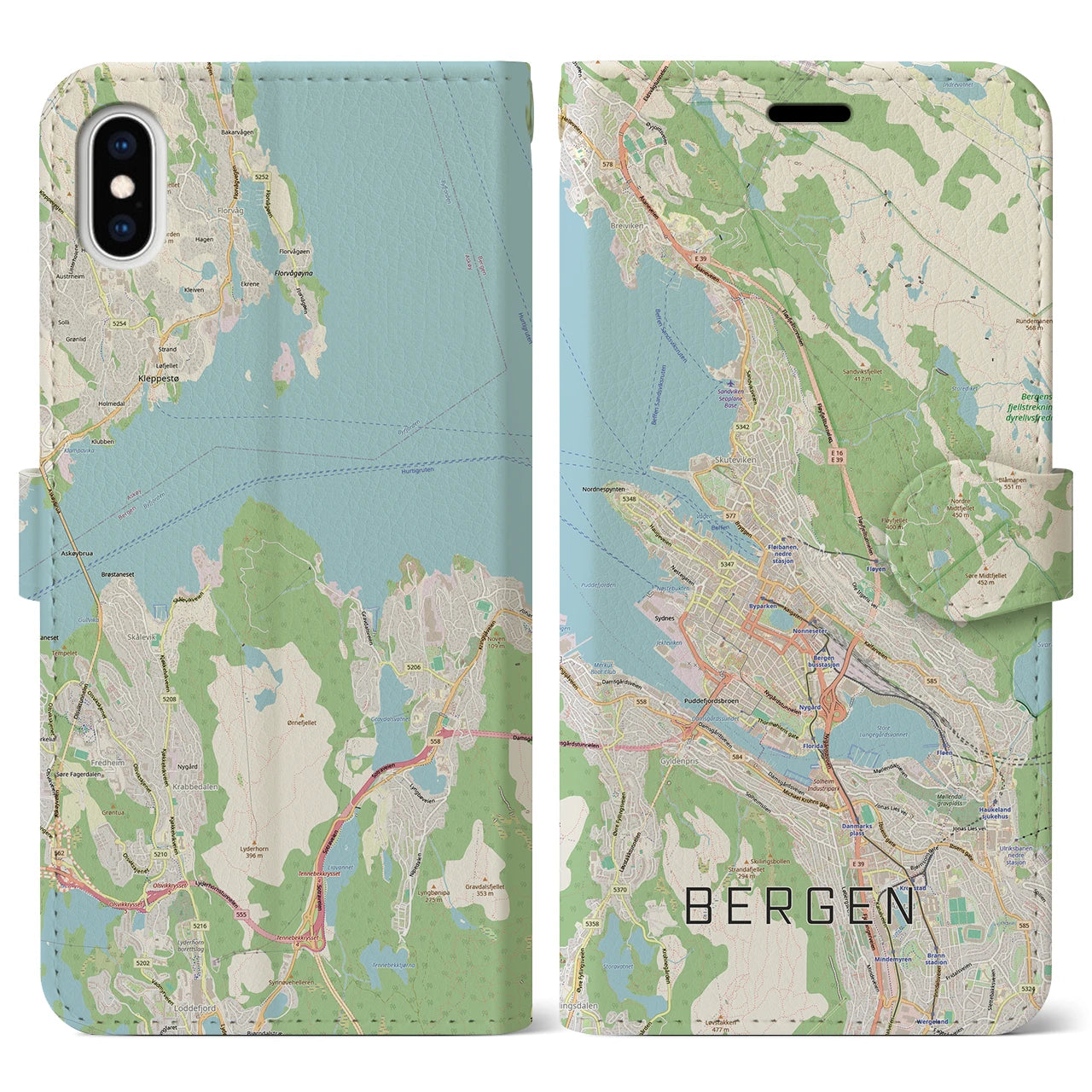 【ベルゲン（ノルウェー）】地図柄iPhoneケース（手帳タイプ）