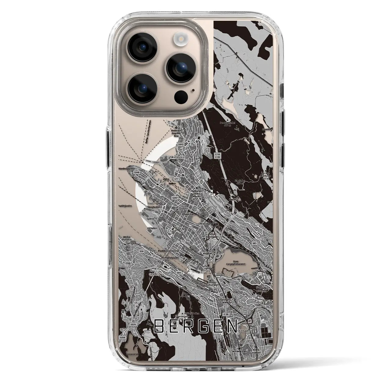 【ベルゲン（ノルウェー）】地図柄iPhoneケース（MagSafeタイプ）