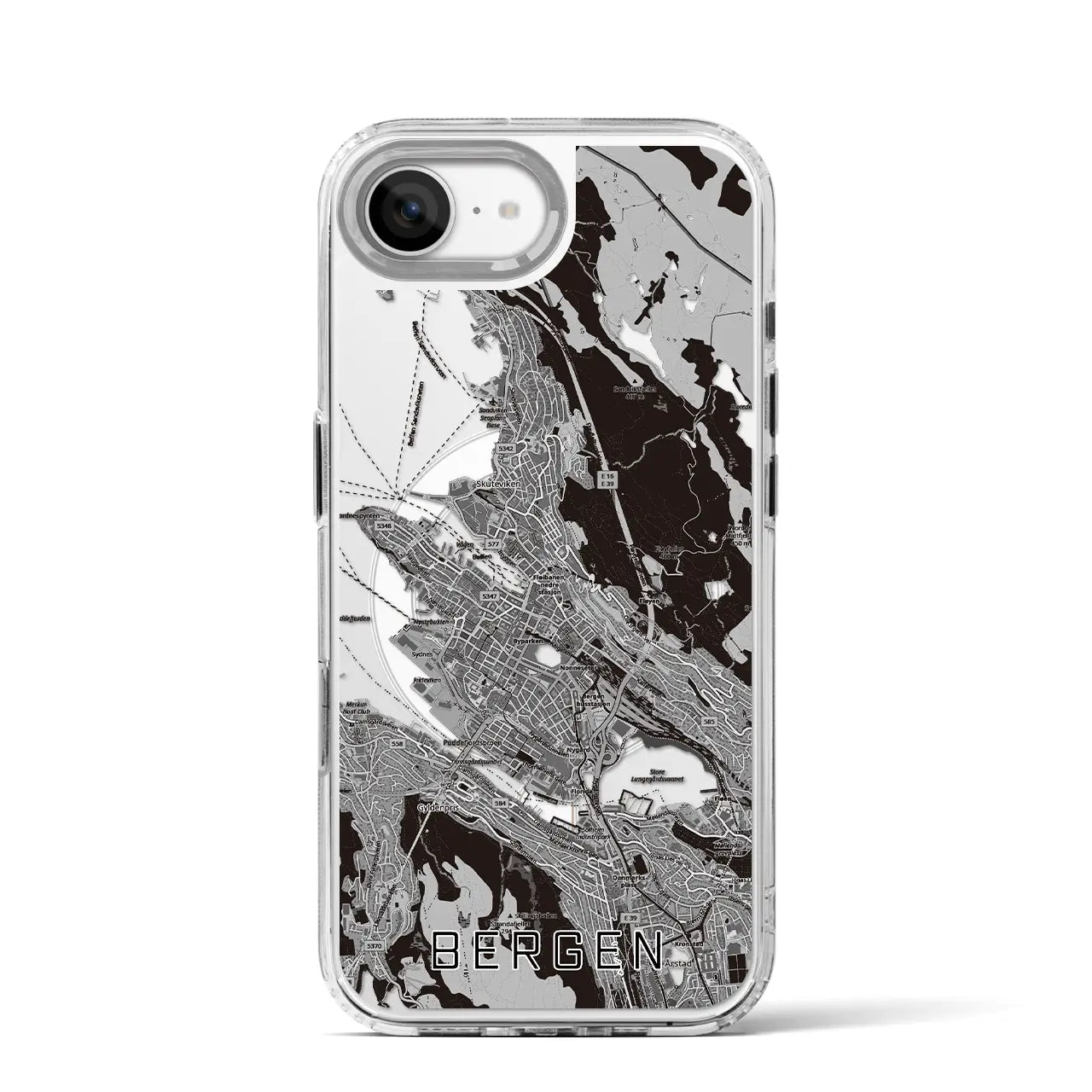 【ベルゲン（ノルウェー）】地図柄iPhoneケース（MagSafeタイプ）