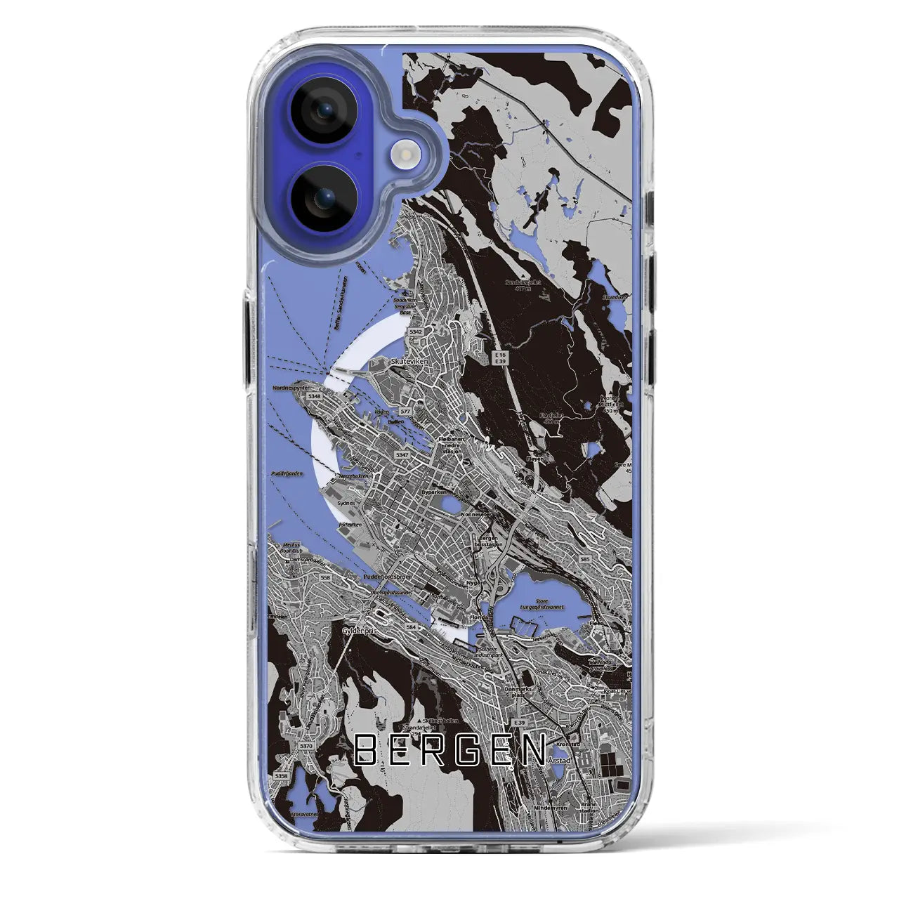 【ベルゲン（ノルウェー）】地図柄iPhoneケース（MagSafeタイプ）