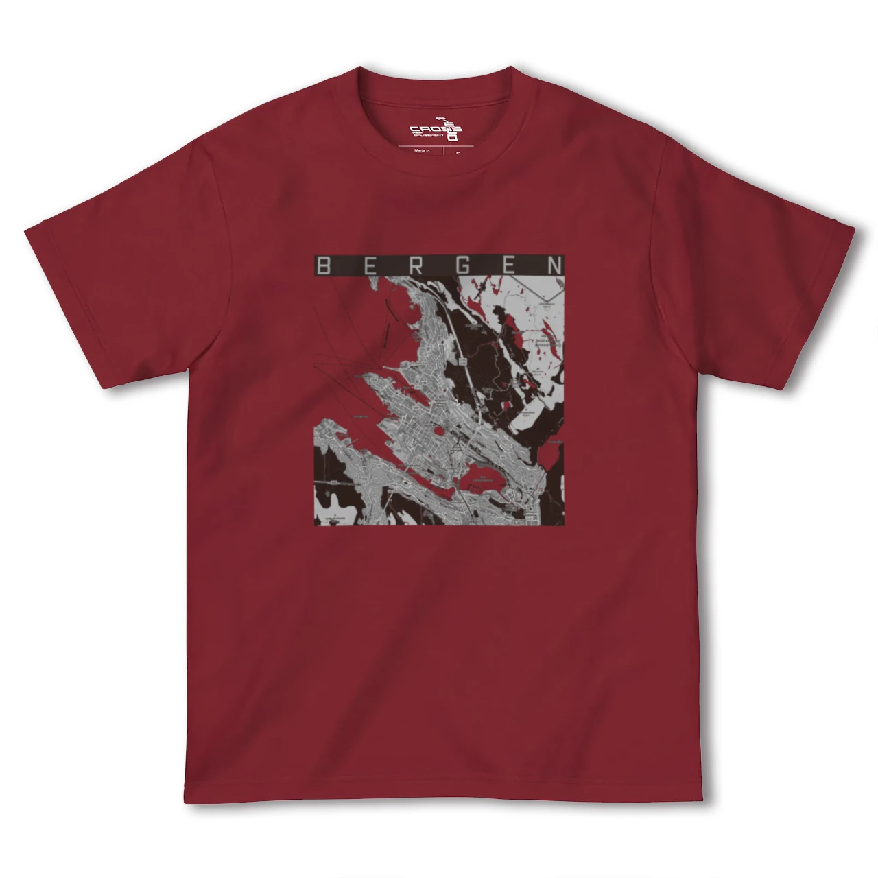 【ベルゲン（ノルウェー）】地図柄ヘビーウェイトTシャツ