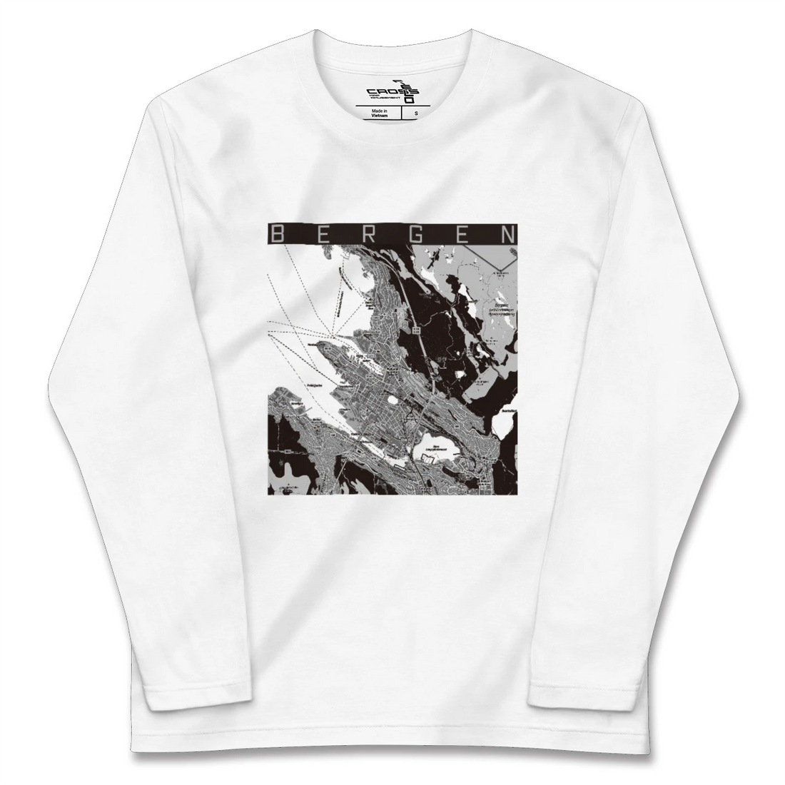 【ベルゲン（ノルウェー）】地図柄ロングスリーブTシャツ