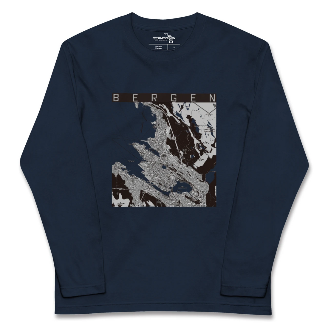 【ベルゲン（ノルウェー）】地図柄ロングスリーブTシャツ