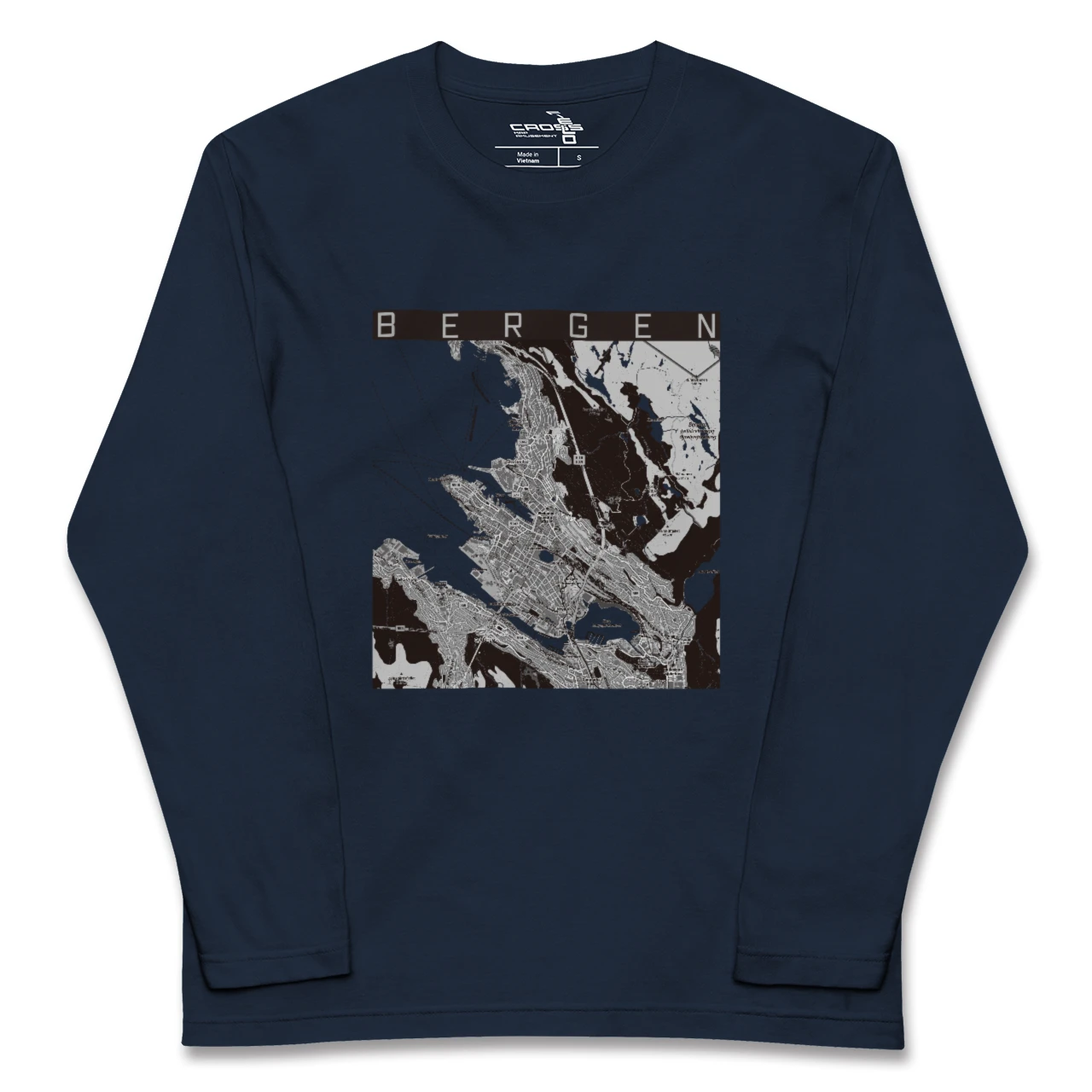 【ベルゲン（ノルウェー）】地図柄ロングスリーブTシャツ