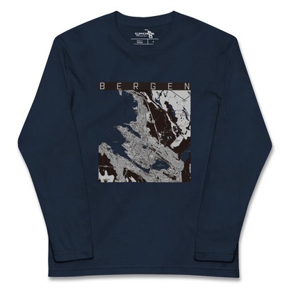 【ベルゲン（ノルウェー）】地図柄ロングスリーブTシャツ