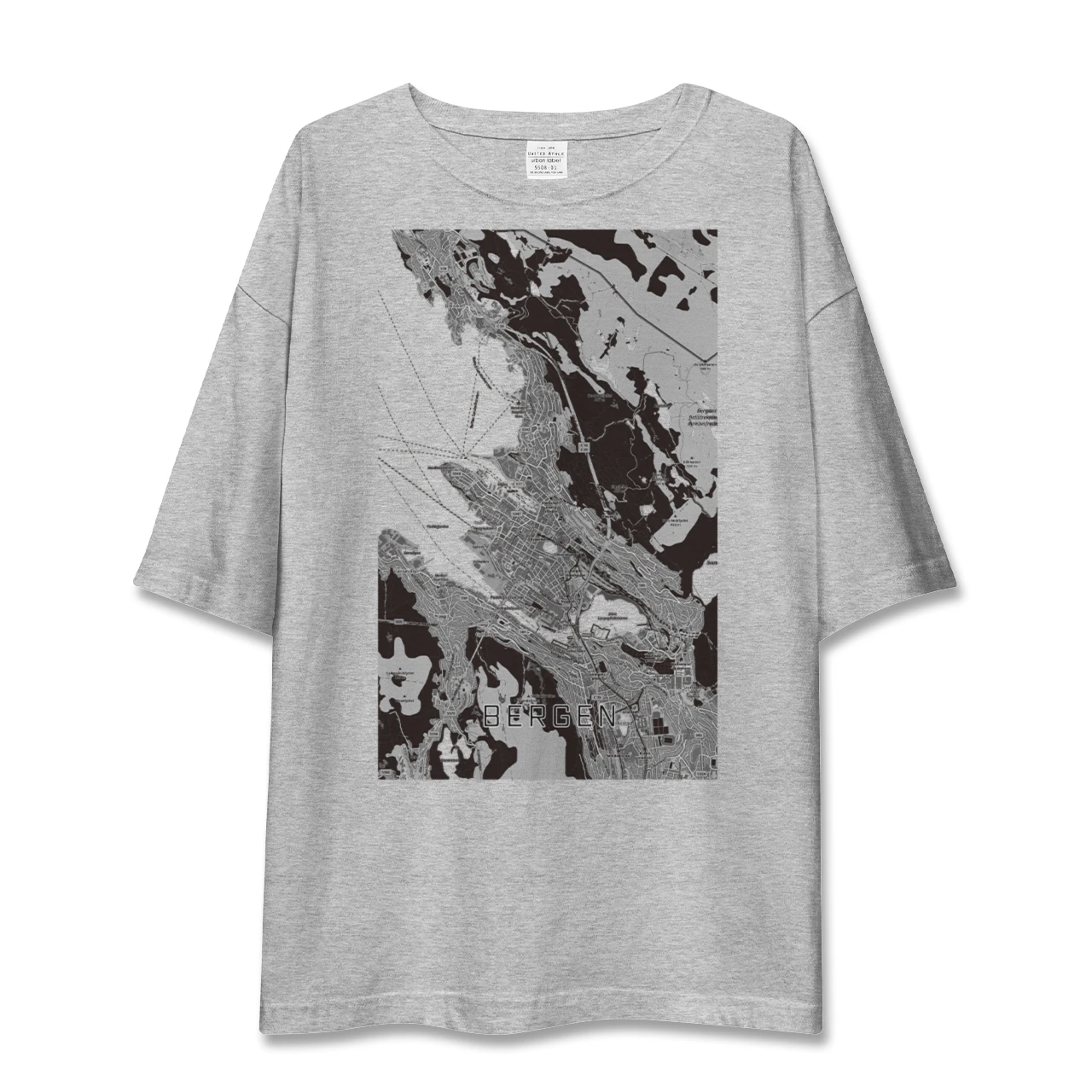 【ベルゲン（ノルウェー）】地図柄ビッグシルエットTシャツ