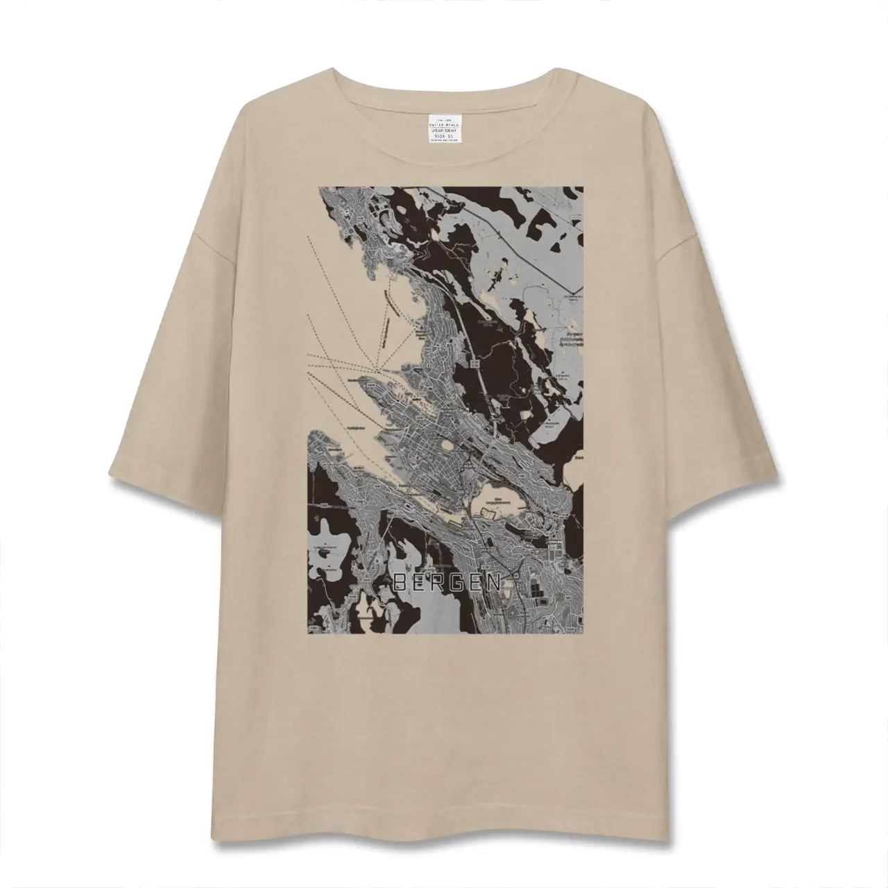 【ベルゲン（ノルウェー）】地図柄ビッグシルエットTシャツ