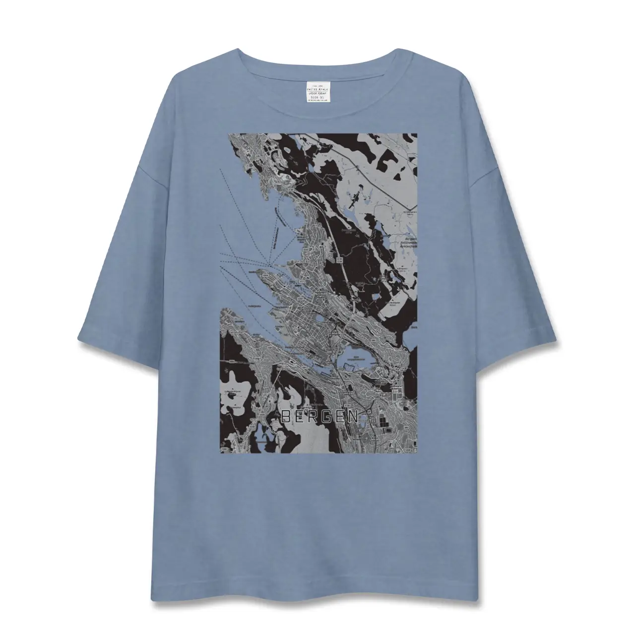 【ベルゲン（ノルウェー）】地図柄ビッグシルエットTシャツ