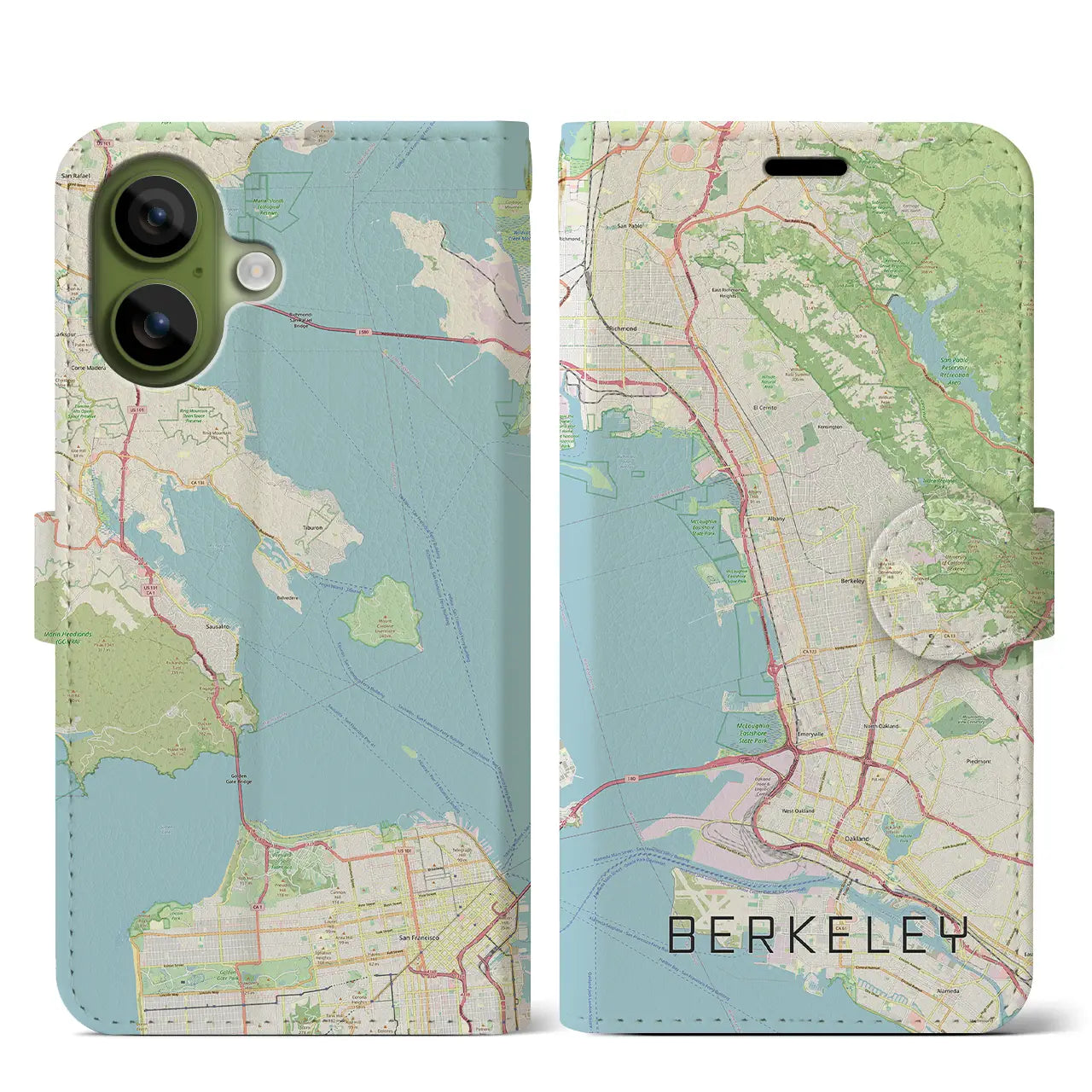【バークレー（アメリカ）】地図柄iPhoneケース（手帳タイプ）