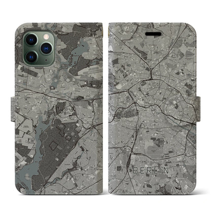 【ベルリン（ドイツ）】地図柄iPhoneケース（手帳タイプ）モノトーン・iPhone 11 Pro 用