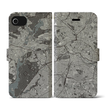 【ベルリン（ドイツ）】地図柄iPhoneケース（手帳タイプ）モノトーン・iPhone SE（第3 / 第2世代） / 8 / 7 / 6s / 6 用