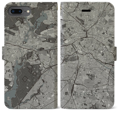 【ベルリン（ドイツ）】地図柄iPhoneケース（手帳タイプ）モノトーン・iPhone 8Plus /7Plus / 6sPlus / 6Plus 用