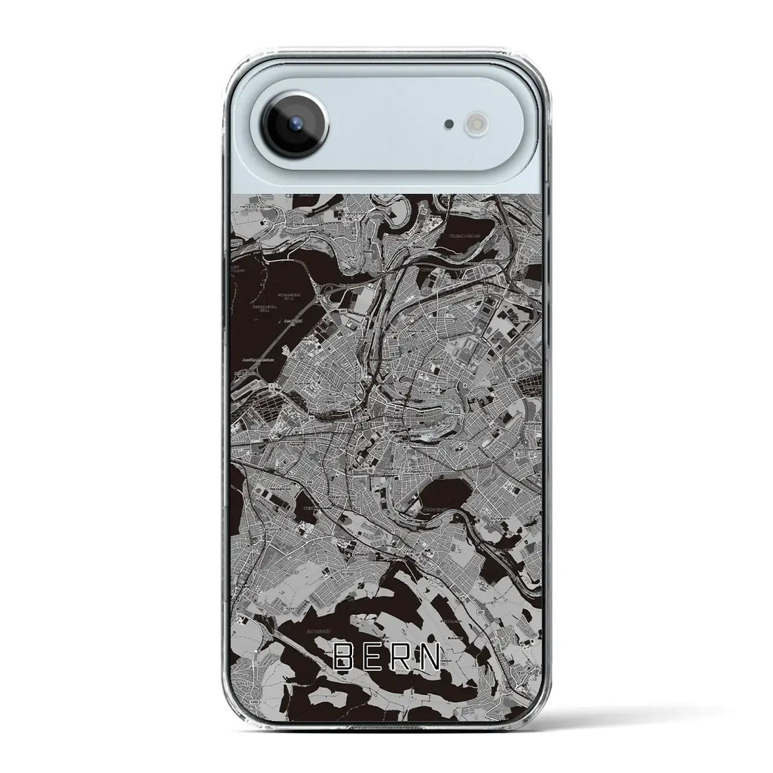 【ベルン（スイス）】地図柄iPhoneケース（クリアタイプ）モノトーン・iPhone 17 Pro Max 用