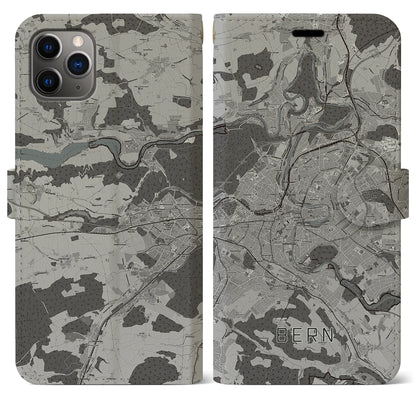 【ベルン（スイス）】地図柄iPhoneケース（手帳タイプ）モノトーン・iPhone 11 Pro Max 用