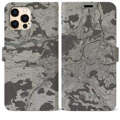 【ベルン（スイス）】地図柄iPhoneケース（手帳タイプ）モノトーン・iPhone 12 Pro Max 用
