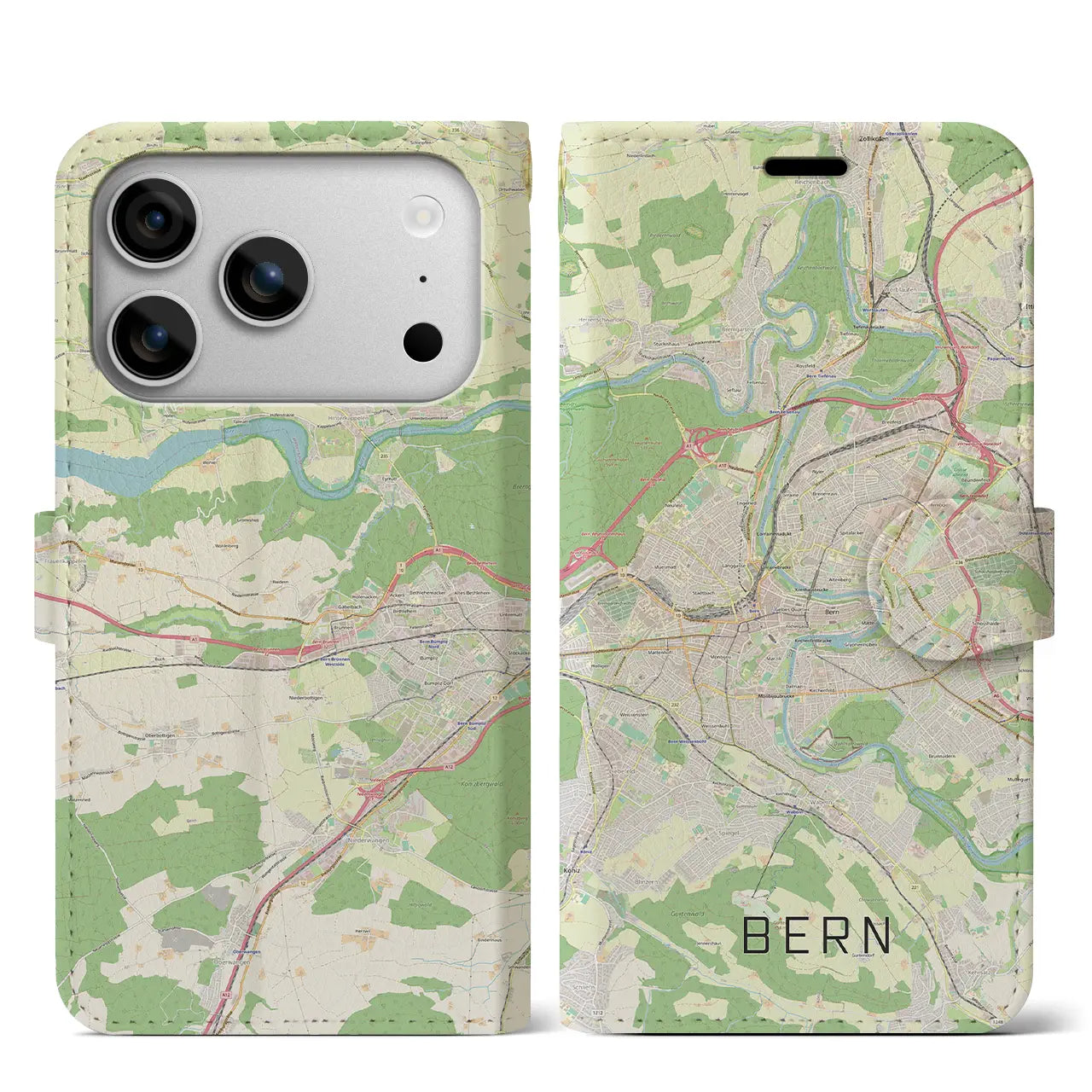 【ベルン（スイス）】地図柄iPhoneケース（手帳タイプ）