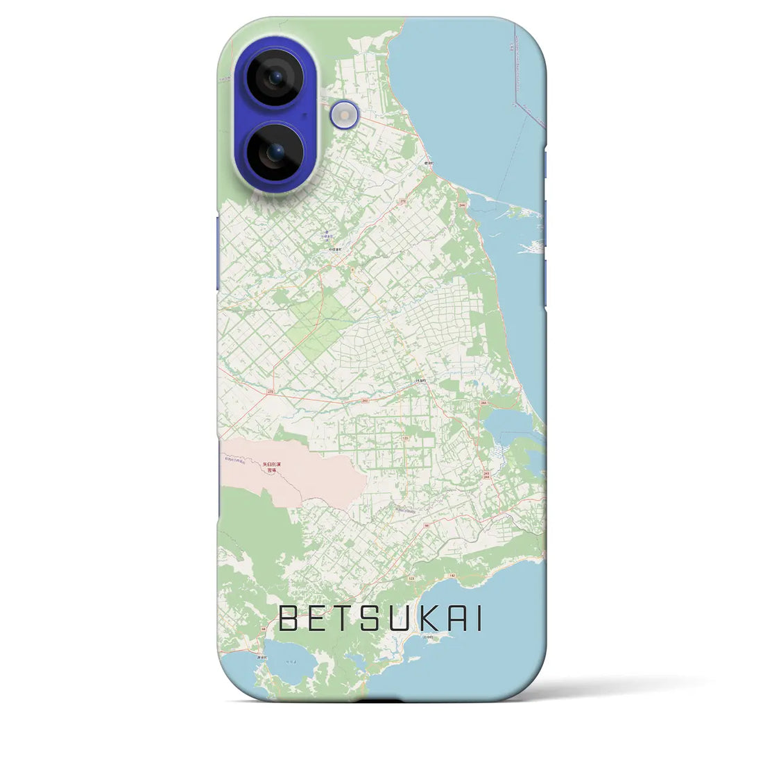 【別海(北海道)】地図柄iPhoneケース(バックカバータイプ)ブラック・iPhone 16 Pro Max 用