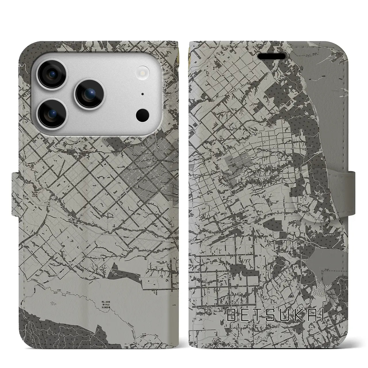 【別海（北海道）】地図柄iPhoneケース（手帳タイプ）