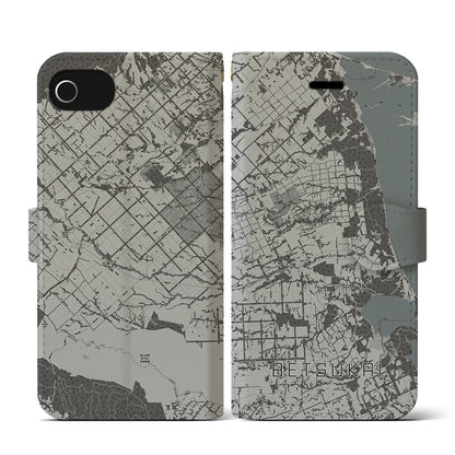 【別海（北海道）】地図柄iPhoneケース（手帳タイプ）モノトーン・iPhone SE（第3 / 第2世代） / 8 / 7 / 6s / 6 用