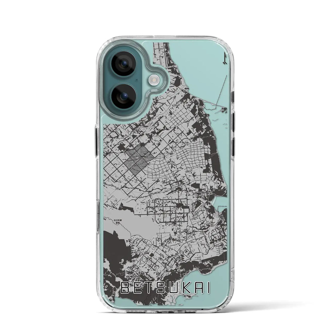 【別海（北海道）】地図柄iPhoneケース（MagSafeタイプ）モノトーン・iPhone 16 Pro 用
