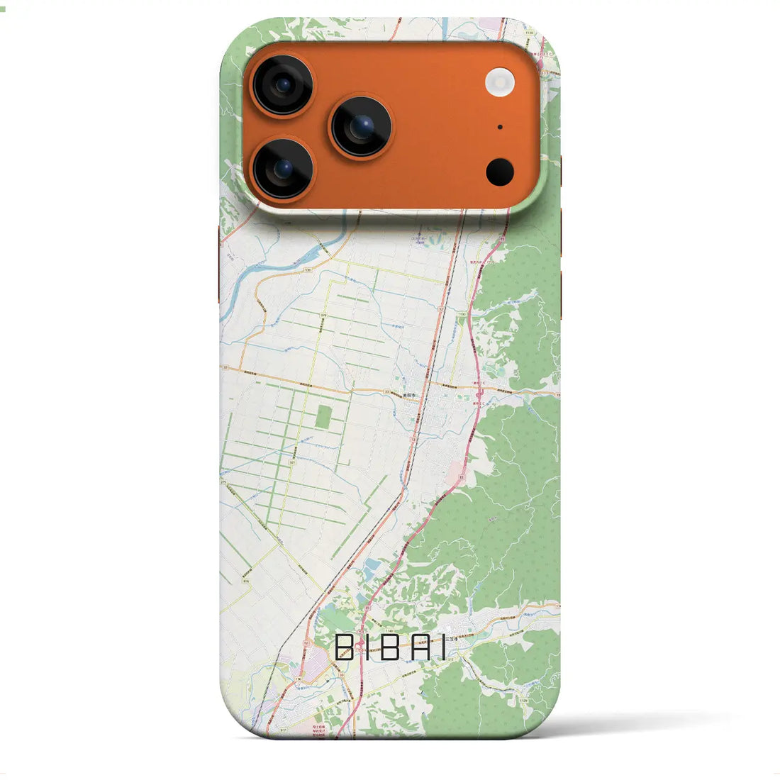 【美唄(北海道)】地図柄iPhoneケース(バックカバータイプ)ブラック・iPhone 17 Pro Max 用