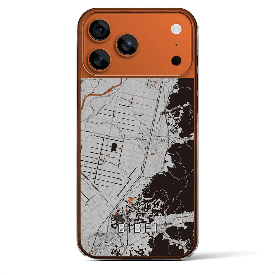 【美唄(北海道)】地図柄iPhoneケース(クリアタイプ)モノトーン・iPhone 17 Pro Max 用
