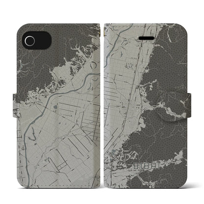 【美唄（北海道）】地図柄iPhoneケース（手帳タイプ）モノトーン・iPhone SE（第3 / 第2世代） / 8 / 7 / 6s / 6 用