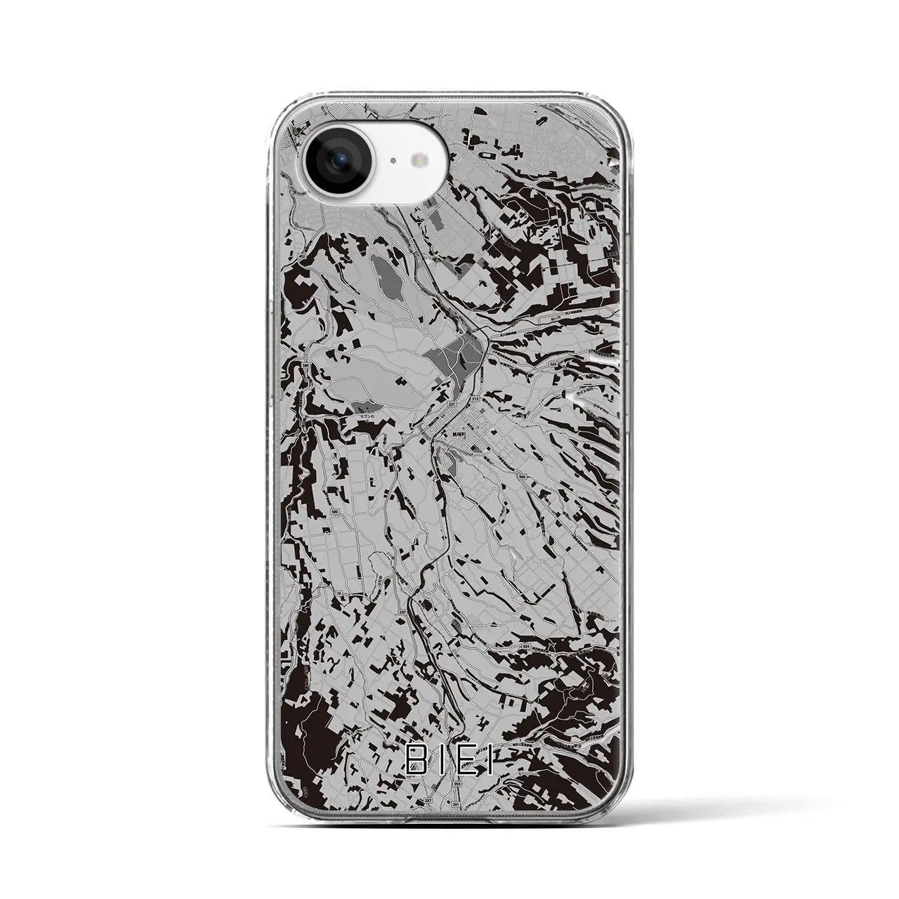 【美瑛（北海道）】地図柄iPhoneケース（クリアタイプ）