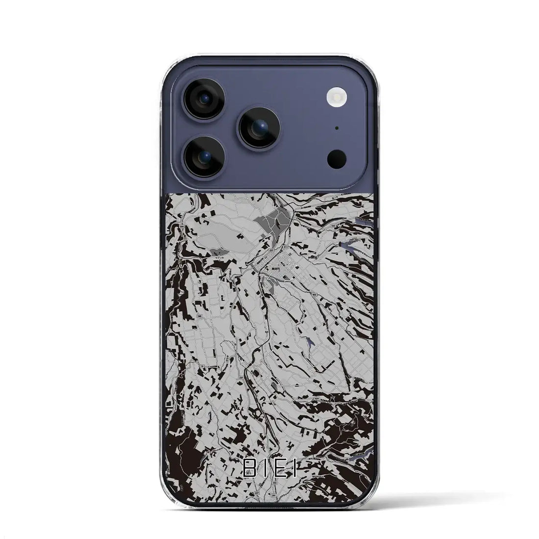 【美瑛(北海道)】地図柄iPhoneケース(クリアタイプ)モノトーン・iPhone 17 Pro Max 用