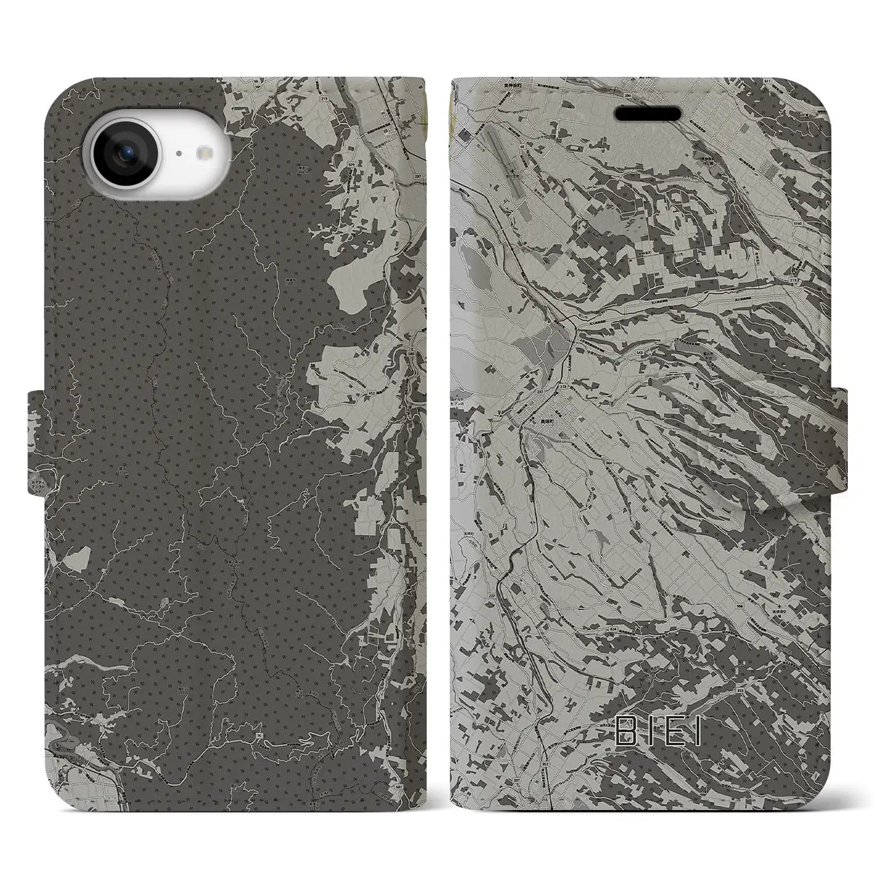 【美瑛（北海道）】地図柄iPhoneケース（手帳タイプ）